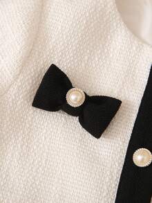 SHEIN 2件套 Babygirl 优雅粗花呢夹克和裙子套装 - 白色 - 查看 4