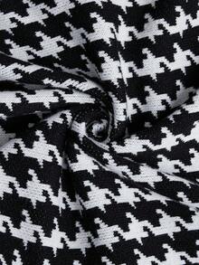 Comfylo Plus Size Casual Houndstooth Pattern Cardigan, Suitable For Work And Leisure, Autumn/Winter Button Up Cardigan Black And White Cardigan, Fall Winter Going Out