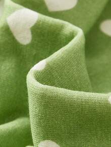 Cozy Pixies 3pcs/Set Baby Girl Heart Pattern Round Neck Long Sleeve Pullover Top Chic Outfits For Autumn/Winter - Green - View 7