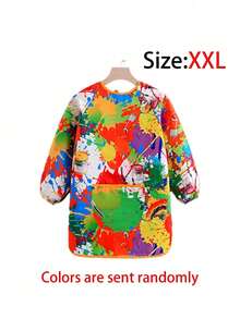 1 件儿童艺术围裙长袖防污绘画工作服防护服适用于艺术项目工艺品绘画学校活动防水易清洁