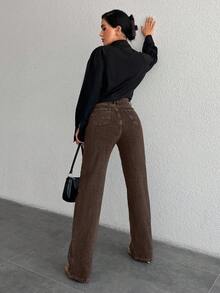 EURMUSE Women's Distressed Jeans - Brown - View 2