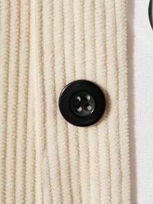 1pc Casual Corduroy Texture Varsity Collar Contrast Trim Pocket Design Shacket For Teenage Boys, Suitable For Leisure, School, And Outerwear Fall Winter