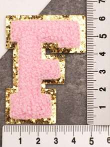 1pc, Pink A-Z 26 Patches With Letters, Ironing On Letters Patch, Clothing Jacket Bag Ornaments Accessories, Alphabet Badges Stickers - Pink - View 9