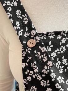 SHEIN Women's Casual Printed Pocket Wide Leg Maternity Jumpsuit