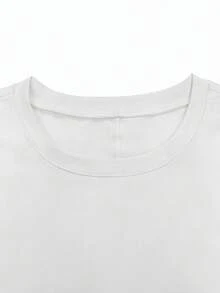 INAWLY Camiseta de manga larga con cuello redondo de unicolor y estilo minimalista para tallas grandes