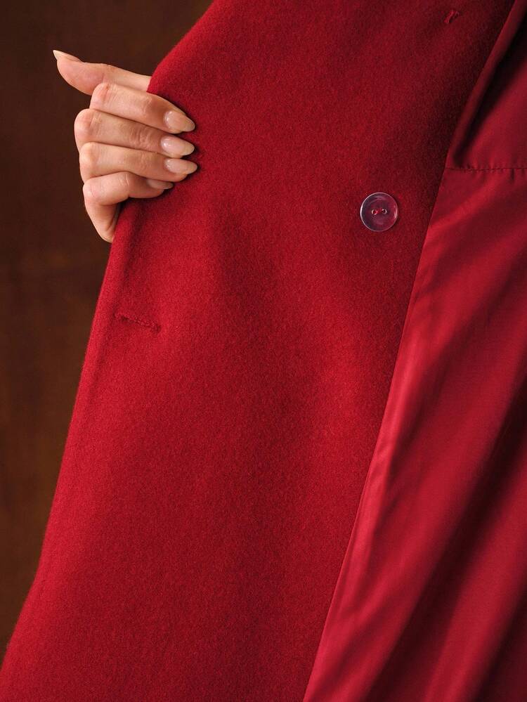 DOUBLE BREASTED CONTRAST FAUX FUR OVERCOAT