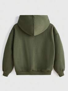 ROMWE Women Plus Size Fall Winter Back To School Hippie Sun & Leaf Print Zip-Up Loose Green Hoodie Sweatshirt - Green - View 4
