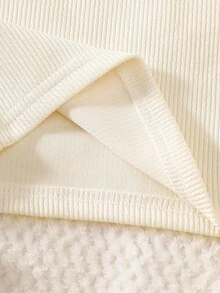 SHEIN Nouveau-né bébé fille T-shirt à manches longues en tissu confortable avec col en dentelle abricot, patchwork et rainures, nouveau style pour l'automne et l'hiver - Nude - Voir 5
