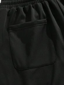 ROMWE MEN Goth Men's Casual Loose Pocket Drawstring Waist Sweatpants - Black - View 5