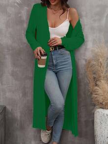 EMERY ROSE 女士休闲百搭纯色夹克 - 綠色 - 查看 1