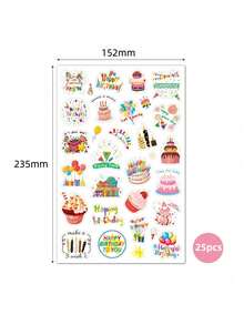 Zazumi 1 Miếng Dán Sinh Nhật Hình Ba Chiều Lớn, Tờ Đơn, Lấp Lánh Laser, Trang Trí Bánh Kem Tiệc Sinh Nhật, Dùng Cho Máy Tính Xấu, Bình Nước, Gói Quà, Vật Dụng Tổ Chức Lễ Kỷ Niệm - Nhiều màu - Xem 8