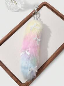 ROMWE Kawaii 1 pièce Porte-clés et porte-clés minimaliste, délicat et de haute qualité avec queue blanche et moelleuse. Accessoire polyvalent convenant aux femmes, excellent cadeau - Multicolore-4 - Voir 5