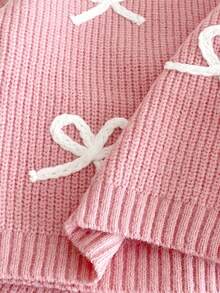 Genkimix Kids New Fashionable Versatile Cute Bow Decor Girls Pullover Sweater And Flare Pants 2 Pieces Set Girls Sweater Sets Girls Pink Knit Set Girls Ribbed Set Girl Knit Set Girls Pink Two Piece Set Toddler Girls Sweater Young Girls Fall Outfits Young Girls Winter Clothes Kids Fall Clothes Girls Knit Set Bow Knit Pink Sweater