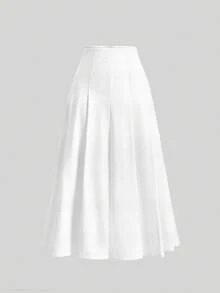 SHEIN MOD 休闲简约学院风泡泡皱面料女式宽松A字裙，适合秋冬季、返校季、学院风 - 彩色 - 查看 7