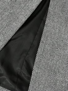 Aveloria Modichic 女式人字纹长款开衫外套，常规版型，秋冬 - 灰色 - 查看 7