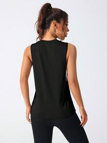Easithlete Criss Cross Backless Sports Tank Topworkout Tank Top - Black - View 2
