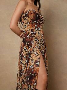 Freevana Váy hở vai họa tiết da báo gợi cảm thời trang cỡ lớn - Nhiều màu - Xem 4