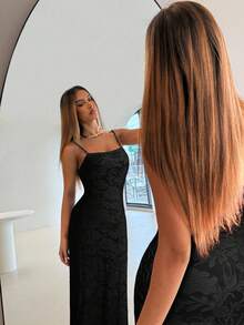 Aloruh Vestido de punto con recortes en color vino tinto - Negro - Ver 3