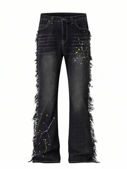 Street Life Jeans casual con design a tasche e orlo sfrangiato per uomo