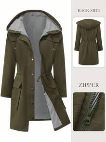 EMERY ROSE Plus Size Women's Reversible Hooded Trench Coat, Autumn/Winter Fall Cloth For Women