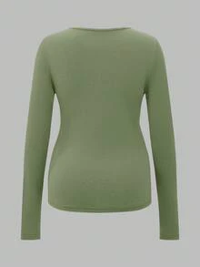 Modmama 纯色圆领长袖休闲哺乳上衣，夏季百搭 - 綠色 - 查看 13