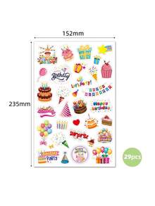 Zazumi 1 Miếng Dán Sinh Nhật Hình Ba Chiều Lớn, Tờ Đơn, Lấp Lánh Laser, Trang Trí Bánh Kem Tiệc Sinh Nhật, Dùng Cho Máy Tính Xấu, Bình Nước, Gói Quà, Vật Dụng Tổ Chức Lễ Kỷ Niệm - Nhiều màu - Xem 3