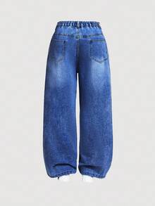 EURMUSE Quần jean denim dáng rộng, đa năng, có túi cỡ lớn dành cho nữ - Rửa tối - Xem 2