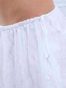 COUREZ Low Rise Baggy Balloon Parachute Trousers In Semi Sheer Silky Fabric /Y2K Going Out Spring Wide Leg Pants - White - View 6