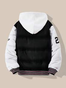 男童冬季夹克新款加厚棒球款外套，适合大童秋冬加厚保暖外套 - 黑色 - 查看 2