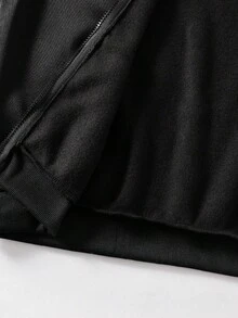 Teen Boy All-Match Graphic Print Versatile Hooded Zip-Up Sweatshirt Fall Winter - Black - View 7