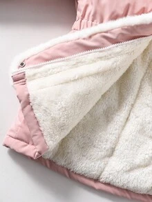 女童冬季休闲连帽保暖加厚羽绒服 - 粉色 - 查看 7