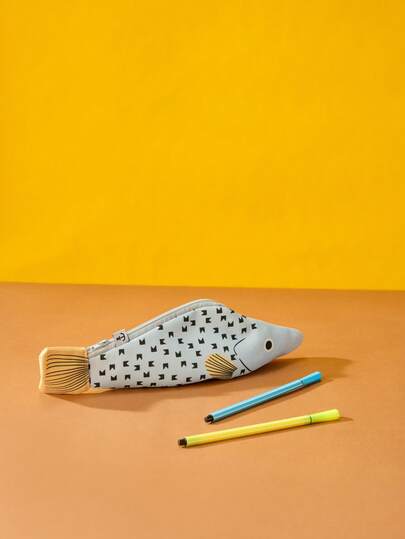 Joivida 1个小丑鱼铅笔盒，创意收纳袋，趣味文具，小众礼物，化妆品收纳袋