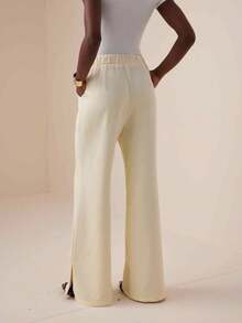 Vesra Pantalon évasé décontracté pour femmes avec fentes latérales