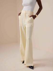 Vesra Pantalon évasé décontracté pour femmes avec fentes latérales