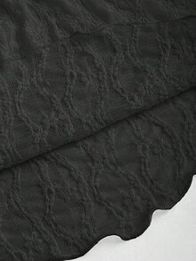 Sweetra 女士蝴蝶结纹理印花短款吊带背心 - 黑色 - 查看 5