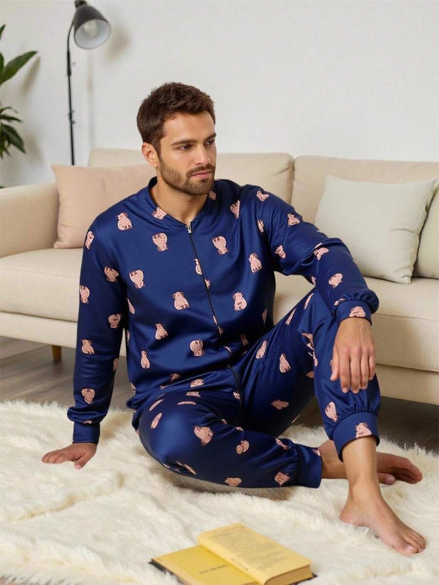 Back To School Fashion Men Loungewear Jumpsuit, Fall