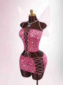 Amplova Bộ 2 món áo bandeau và chân váy mini họa tiết da báo thời trang gợi cảm dành cho nữ, mùa hè - Nhiều màu - Xem 11