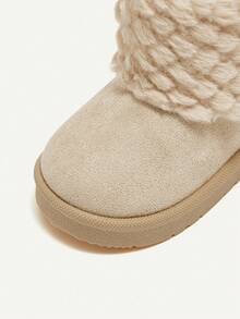 Cozy Pixies 1 双女婴米色仿皮草平底舒适保暖内衬高帮靴，适合冬季日常穿着 - 米色 - 查看 7