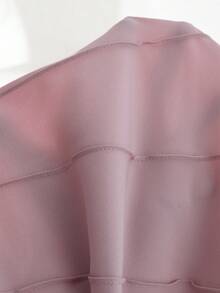 Franclia Women's Solid Color Stand Collar Puff Sleeve Elegant Blouse - Dusty Pink - View 4