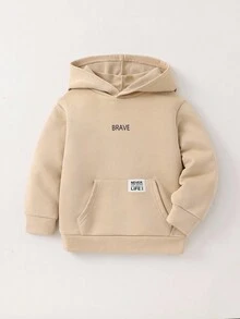 1 Stück Lässiger Collegejungen Sweatshirt, bequem & modisch, vielseitig, weich Muster, geeignet für Alltag, Schule, Ausflüge, Sport, Herbst/Winter - Aprikosenfarben - Übersicht 3