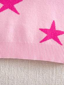 SHEIN Baby Girls Casual Long Sleeve Crew Neck Sweater Dresses,In Fall/Winter - Pink - View 7
