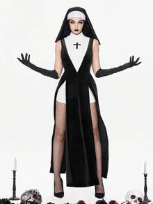 ROMWE Avant Disfraz sexy y oscuro de juego de roles de moda para Halloween - Negro - Ver 1