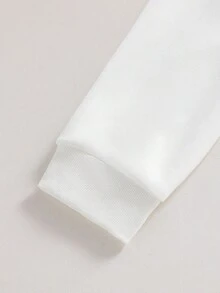 SHEIN Áo nỉ có mũ, phối sọc tương phản, túi, phong cách thường ngày cho bé trai tuổi teen, thích hợp cho mùa thu/đông. - trắng - Xem 7