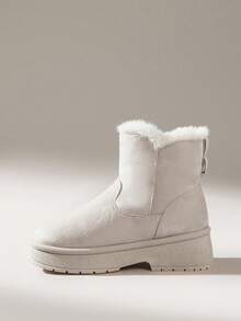 Solecia 冬季女士休闲百搭厚底雪地靴 - 米色 - 查看 3