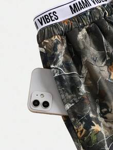 SHEIN Tween Girls Casual Camo Tree Branch Print Knit Mid-Rise Pants Fall Winter - Multicolor - View 6