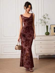 EastFlair 女式简约印花交叉肩带连衣裙 - 彩色 - 查看 4