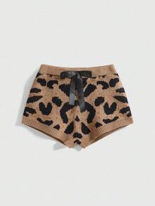 ROMWE Kawaii Bộ 2 áo len họa tiết da báo trang trí nơ cho nữ - màu nâu - Xem 7