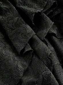 SHEIN MOD Rochie neagră din dantelă, mulată, asimetrică, cu tiv cu volane, ținută de vară, rochie de absolvire