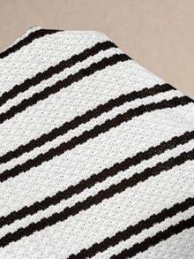 Elaquor Camiseta casual de talla grande con botones y rayas, otoño