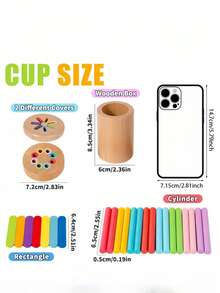 Zazumi Children's Travel-Size Stick, Montessori-Style Toddler Toys, Wooden Infant Toys For Kids, Sensory Toys That Keep Toddlers Engaged, Early Learning Toys, Educational Games, Random Colors